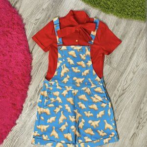 Adult 2X Dino Chicken Nugget Short Overalls